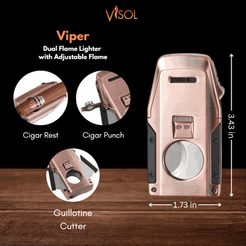 Visol Viper Dual Torch Flame Cigar Lighter - Bronze