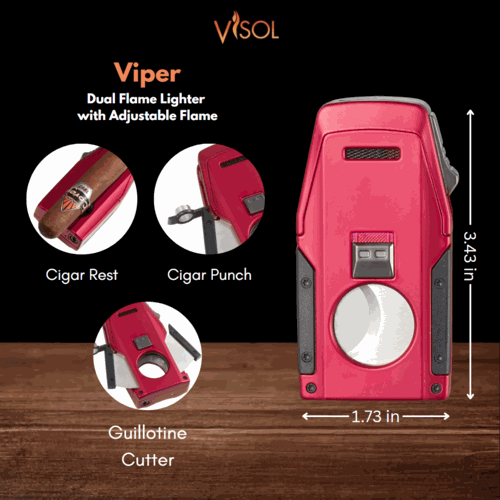 Visol Viper Dual Torch Flame Cigar Lighter - Red