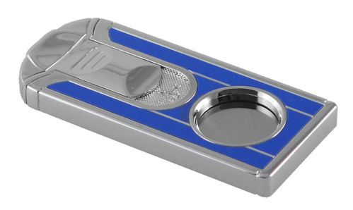Visol Chrome with Blue Lacquer Single Blade Cigar Cutter