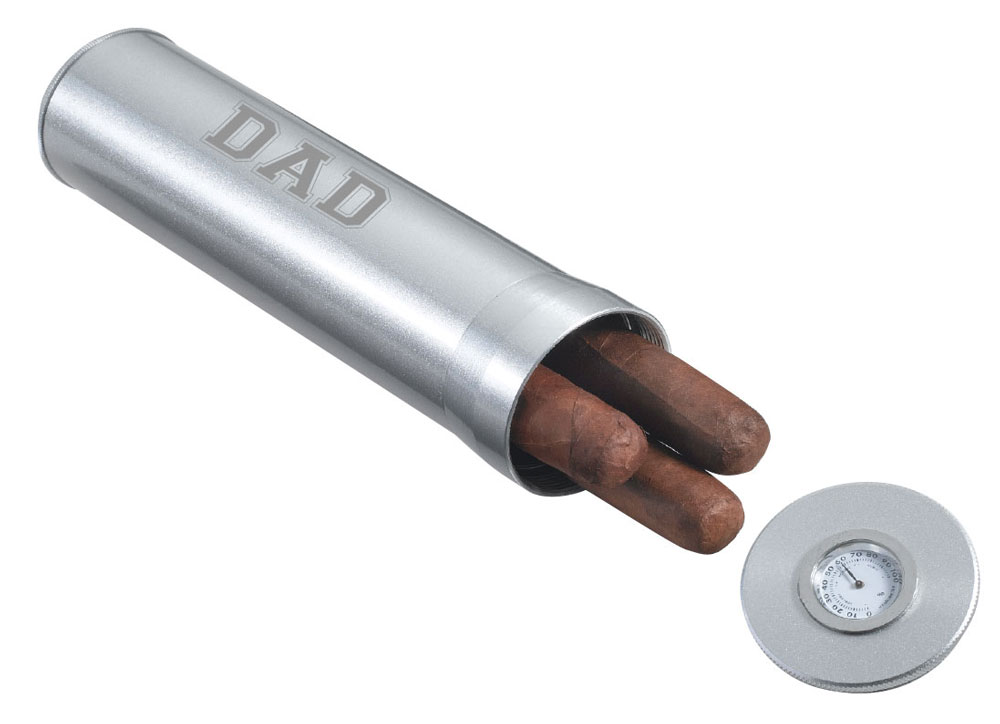 Visol Worldwide Aluminum Cigar Case/Travel Humidor With Free Dad Engraving