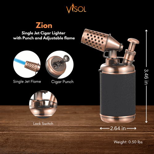 Visol Zion Single Jet Flame Cigar Lighter - Antique Copper