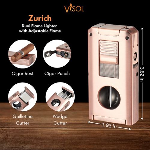 Visol Zurich Dual Torch Flame Cigar Lighter - Bronze Visol Zurich Dual Torch Flame Cigar Lighter - Bronze