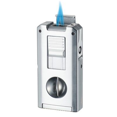 Visol Zurich Dual Torch Flame Cigar Lighter - Silver