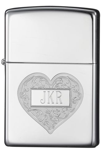 Zippo Heart High Polish Chrome Windproof Lighter