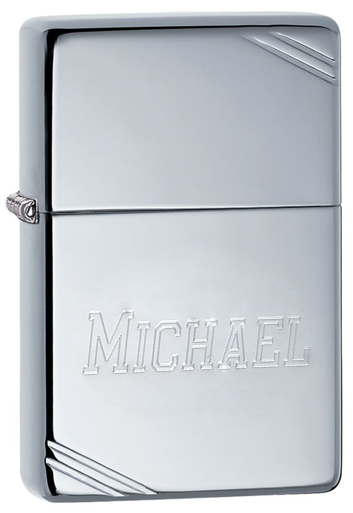 Zippo Chrome Vintage Lighter Personalized Free Engraving