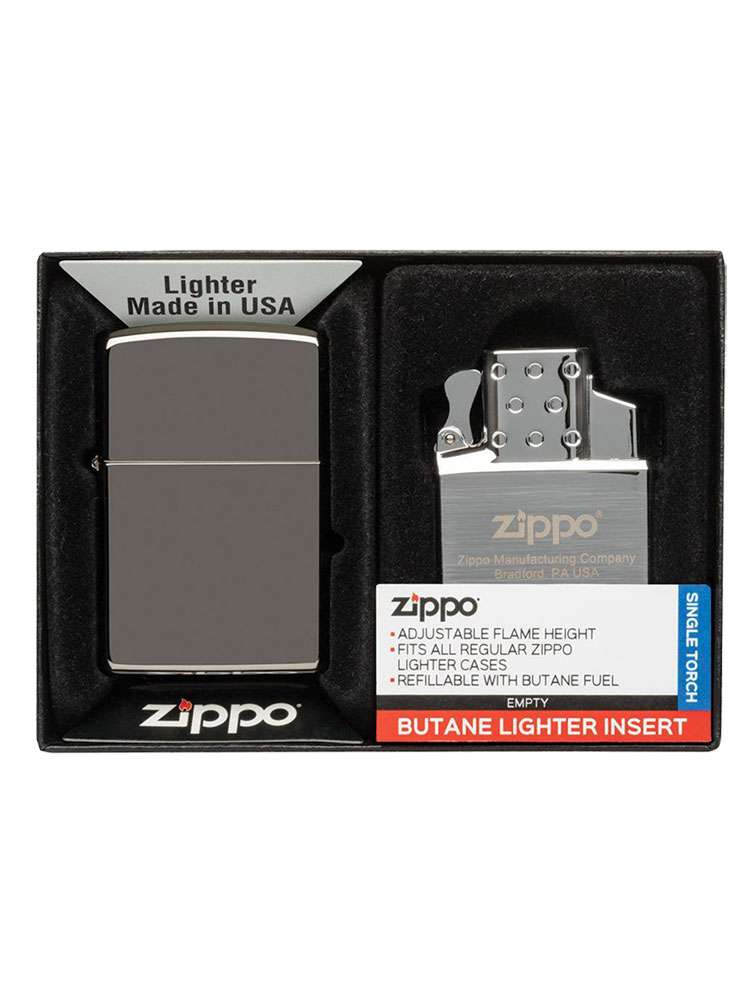 Zippo Lighter and Empty Single Torch Buante Insert Gift Set