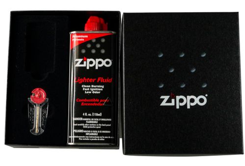 Zippo Slim Lighter Gift Kit - with 4oz Lighter Fluid, Flints, NO Lighter -Ships Ground ONLY