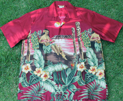 175 Hawaiian shirt  Hula Girl / maroon, M-2XL
