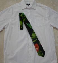  Hawaiian Necktie<br>Black Red Flower