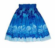 Hawaiian Pa'u hula skirts<br>Blue flower 