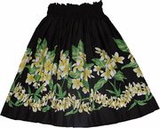 Hawaiian Pa'u hula skirts<br>Black Flower