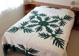 Hawaiian quilt<br>Tropical flower - Forest /olive