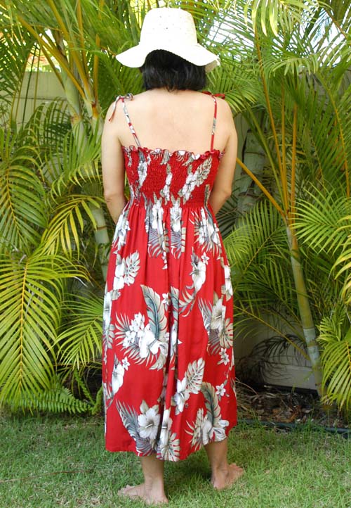 fitted lace wedding dress Vintage Red Hawaiian Dress – ThisBlueBird main image 0