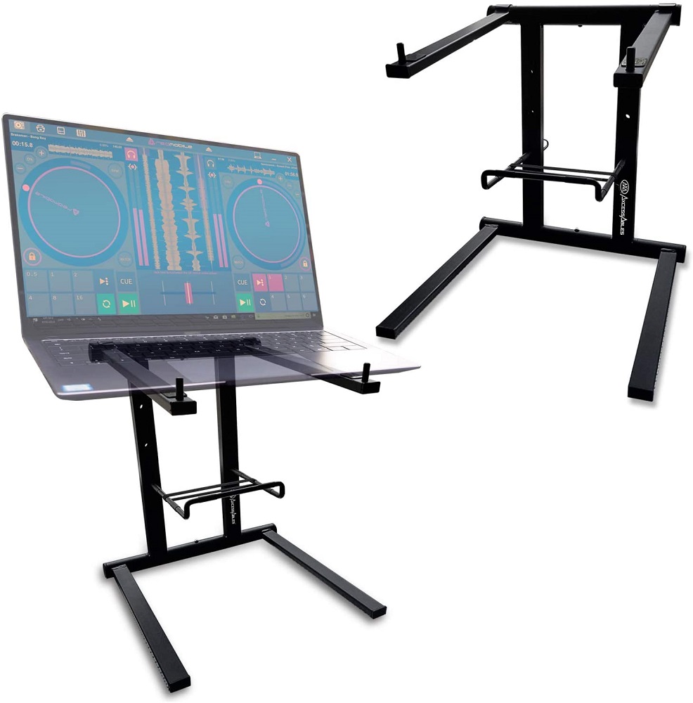 AxcessAbles DJLTS01 Lightweight Folding DJ Laptop Stand (Black)