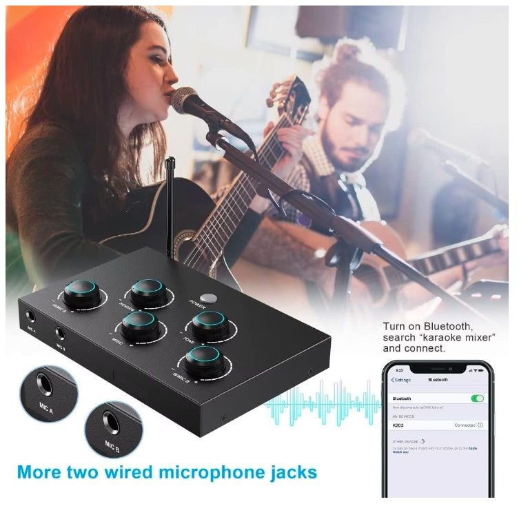 DIGITNOW! Portable Karaoke Microphone Mixer System with Dual UHF