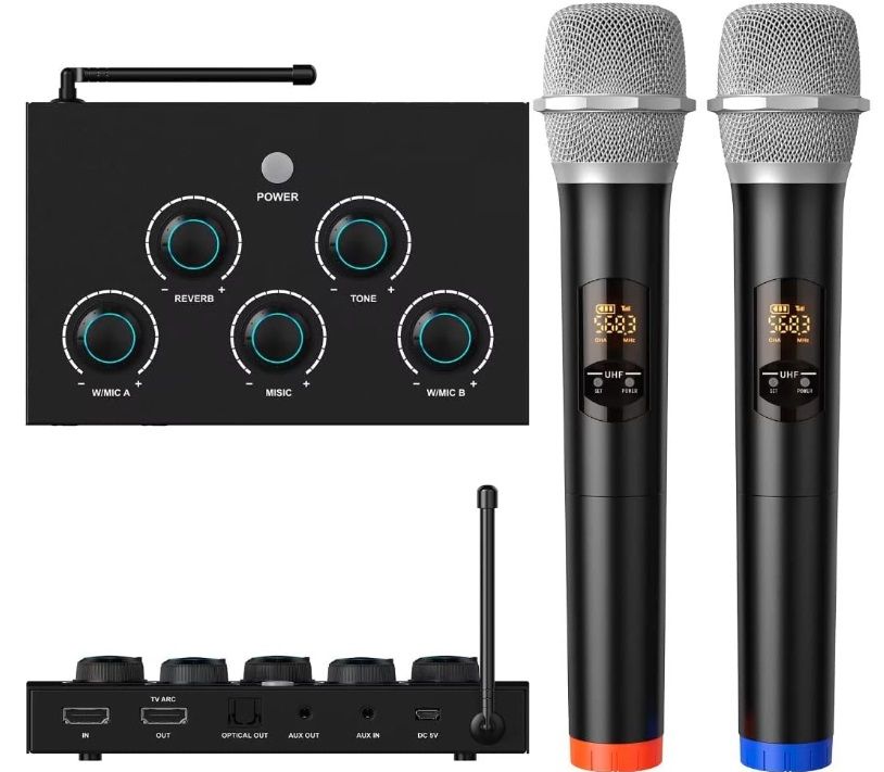 DIGITNOW! Portable Karaoke Microphone Mixer System with Dual UHF