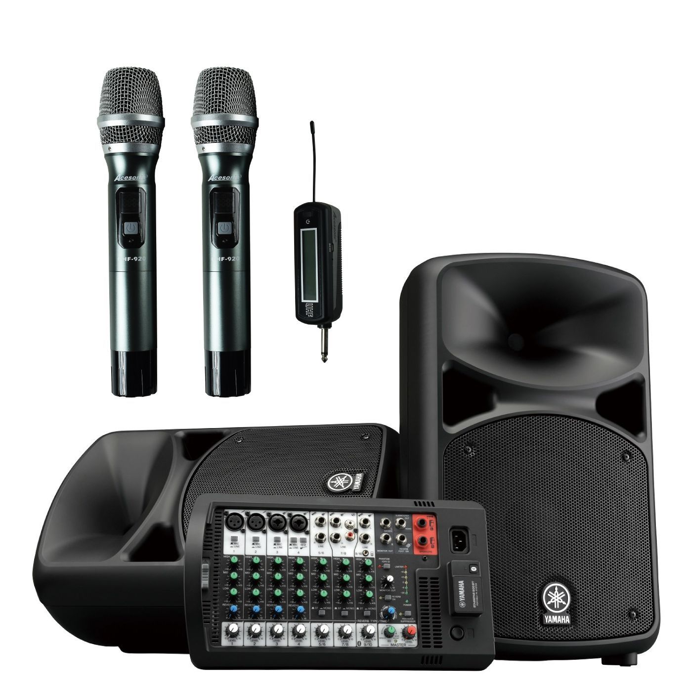 YAMAHA STAGEPAS 600BT with Acesonic UHF920 Portable 900MHZ Dual