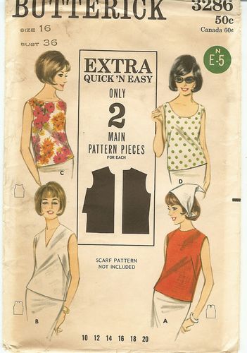 Butterick 3286 Top, Bust 36"