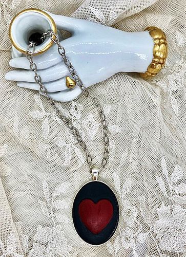 **NEW!** Black & Blood Red Heart Cameo Necklace
