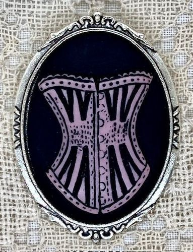 Pink Corset Cameo Brooch