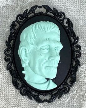 **NEW!** Mint Frankenstein Cameo Brooch Pin