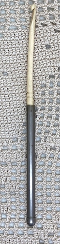 Vintage Bone Crochet Hook w/Steel Handle