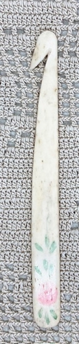 Vintage Hand Painted Bone Crochet Hook From The Lipson School