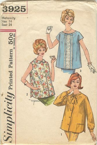 Simplicity 3925 Maternity Blouse, Bust 34"