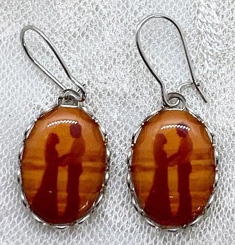 Vintage 1970's Cabochon Pierced Earrings