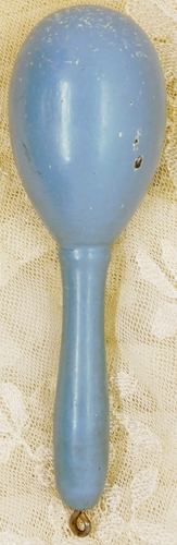 Vintage Blue Wooden Child's Darning Egg w/Loop
