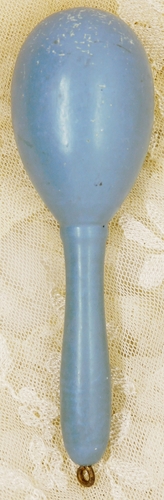 Vintage Blue Wooden Child's Darning Egg w/Loop