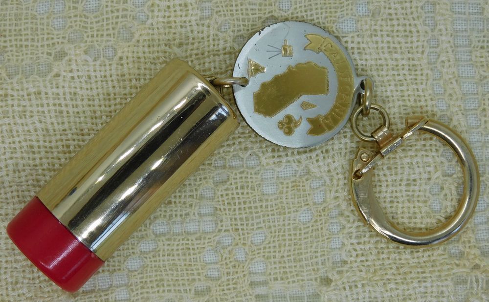 Vintage Lipstick Shaped California Souvenir Sewing Kit on Keychain