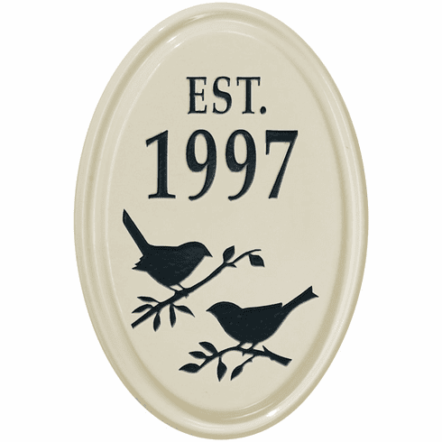 Bird Silhouette Vertical Oval Ceramic Petite Address Plaque