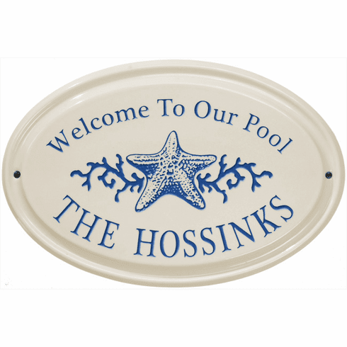 Star Fish Horizontal Oval Ceramic Wall Address Plaque