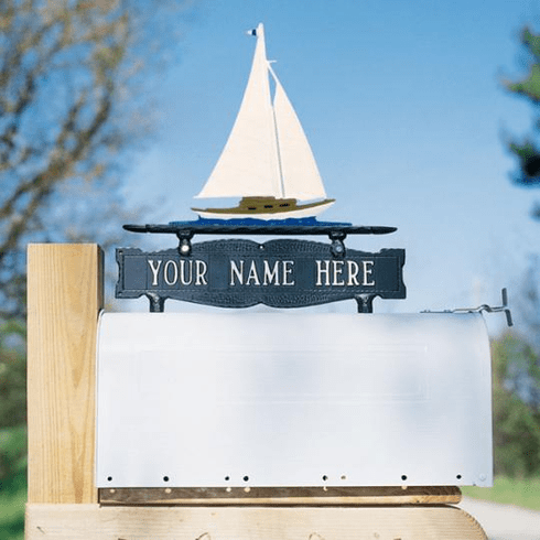 Two-Sided Mailbox Sign with Sailboat 1 Line