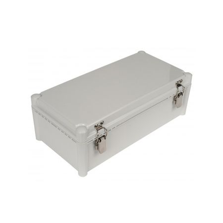Bud Industries PTH-22746-L, PC 10% glass fiber Plastic Box metal latch IP66 (7.48 X 14.96 X 5.12) Gray Cover Landscape