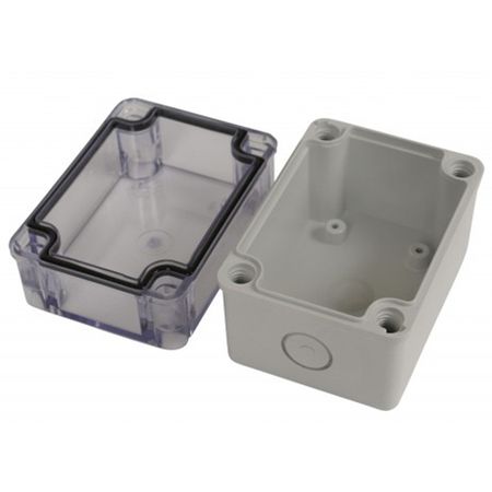 Bud Industries PTK-18421-C, IP66 PC+10% Fiberglass with Molded Knockout ( 80x110x85) Clear cover