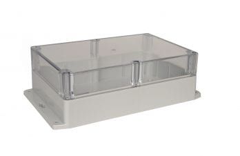Bud Industries PN-1329-ACMB - IP68 NEMA 6P Box with Clear Cover and Mounting Brackets (8.7 X 5.8 X 3 In)