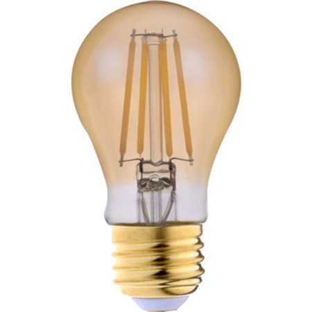 Eiko LED4.5WA19/FIL/822-DIM-G7 - LED Advantage Filament A19 320 Deg, 4.5W-350lm, Dimmable, 80CRI, 2200K, E26, 120VAC Golden led dec