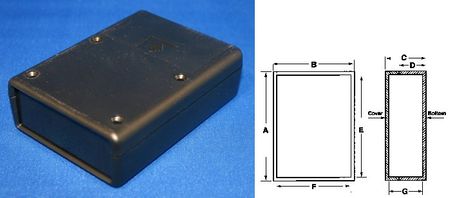 Bud Industries HP-3662-B, L4 X W3 X D1, Plastic Box, Hand-Held Plastic Box Style 3