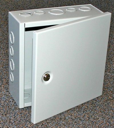 Bud Industries JBH-4953-KO, L6 X W4 X D4, NEMA 1 Sheet Metal Box With Hinged Cover
