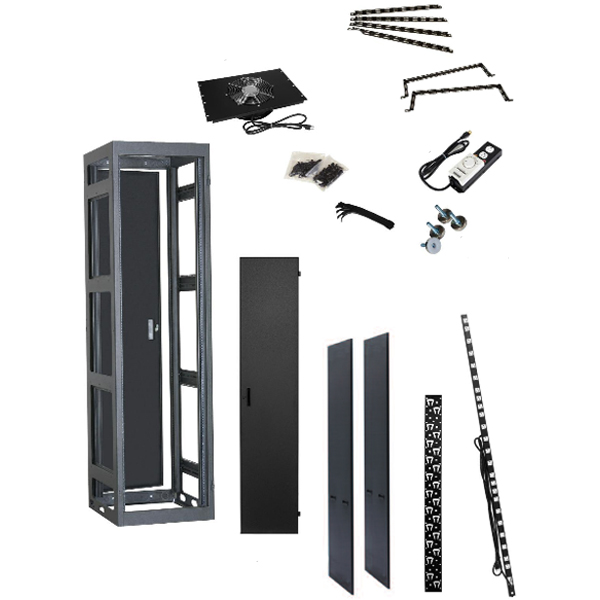 Lowell LGNR4427BAV RackNarrowGangable44U 27in Deep with AV