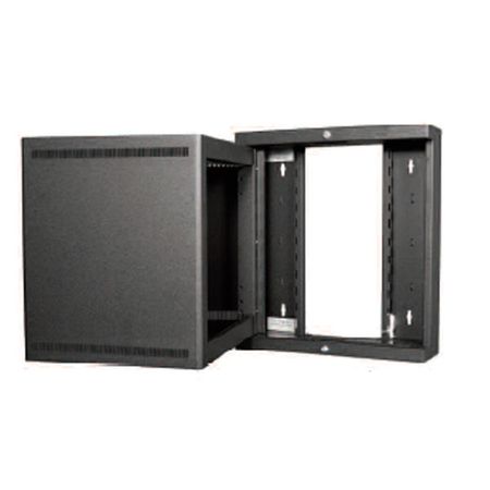 Lowell LWSR-1622 Rack-Wall Mount Swing-open 16U 22in Deep 1pr Fixed Rails Black