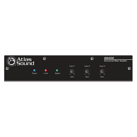Atlas Sound MA40G - 40 Watt 3 Input Mixer Amplifier with Global Power Supply