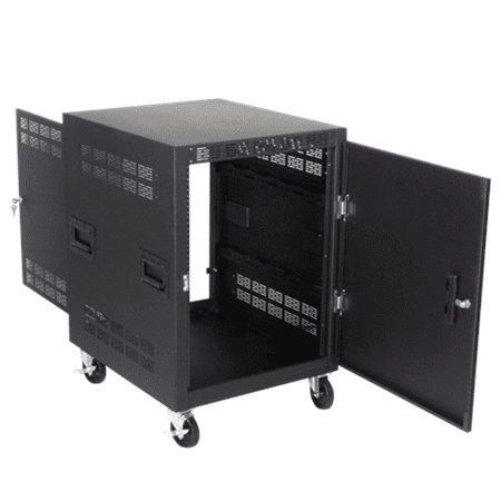 Atlas Sound RX14-30SFD - 30" Deep, 14RU Mobile Equipment Rack Includes: Casters, Side Handles, and Solid Doors