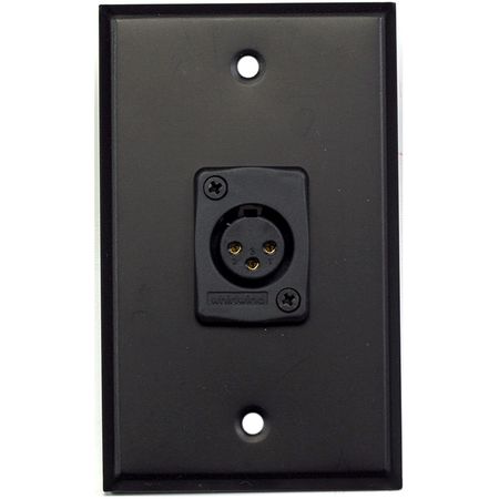 Whirlwind WP1B/1FW - Wallplate - 1 gang, black, 1 Whirlwind WC3F female XLR