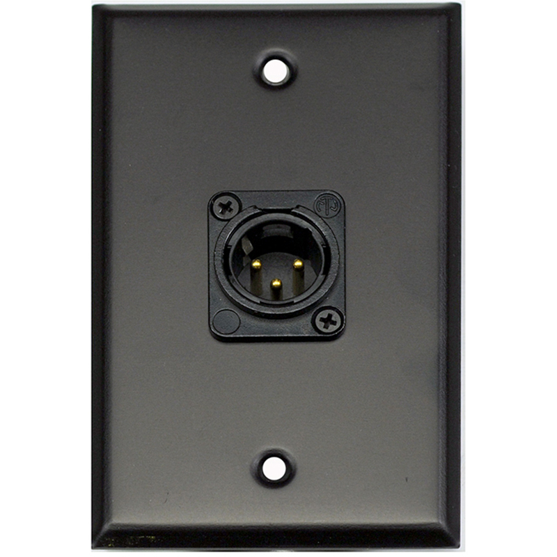 Whirlwind WP1B/1MNS Wallplate 1 gang, black, 1 Neutrik male XLR