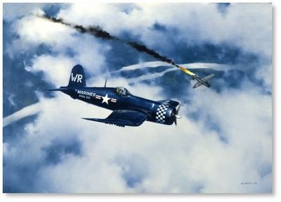 Corsair Splashes a Yak in Korea by R.G. Smith (F4U)