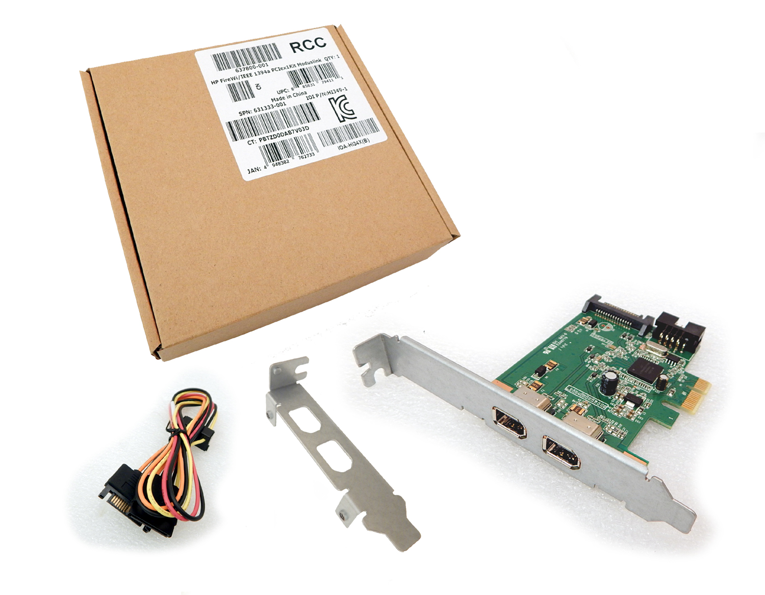 HP FireWi IEEE 1394a PCIe x1 2Port Card New 637800001 633133001