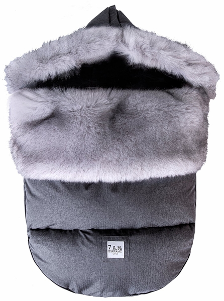7 A.M. Enfant Plushpod Footmuff - Tundra - Heather Grey Dark - Arctic Faux Fur (18m-3T)